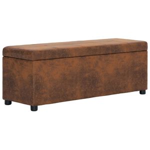 vidaXL Lavice s &uacute;ložn&yacute;m prostorem 116 cm hněd&aacute; uměl&aacute; brou&scaron;en&aacute; kůže