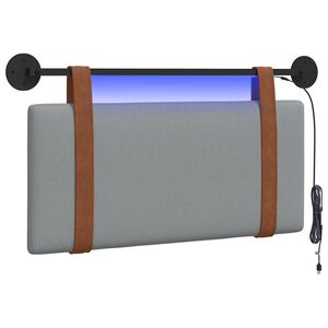 vidaXL Z&aacute;věsn&eacute; čelo postele S LED osvětlen&iacute;m Světle &scaron;ed&aacute; Antick&yacute; PU