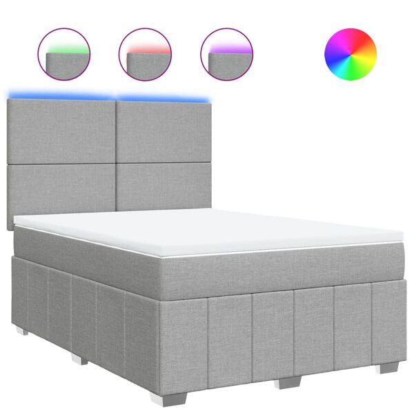 vidaXL Box spring postel s matrac&iacute; světle &scaron;ed&aacute; 140 x 190 cm textil