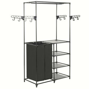 vidaXL Stojan na oblečen&iacute; ocel a netkan&aacute; textilie 87x44x158 cm čern&yacute;