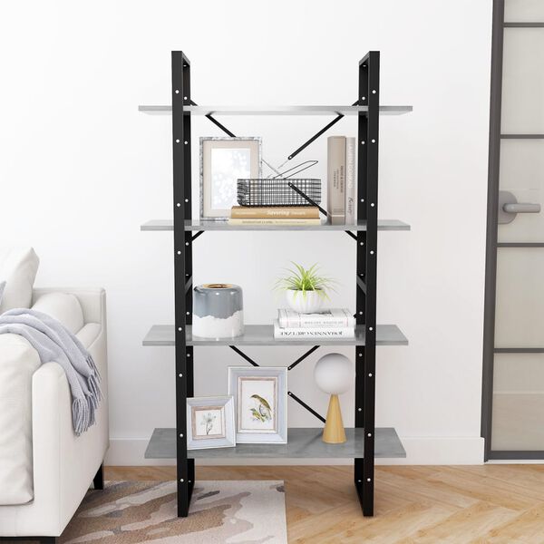 vidaXL Knihovna se 4 policemi betonově šedá 80 x 30 x 140 cm kompozit