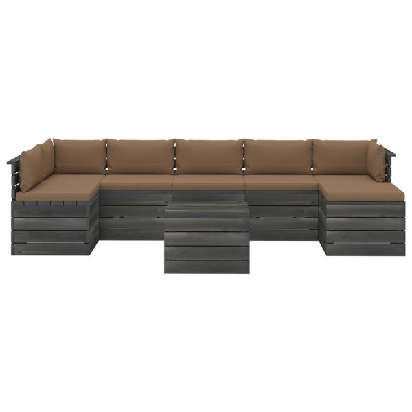 vidaXL 8d&iacute;ln&aacute; zahradn&iacute; sedac&iacute; souprava z palet + podu&scaron;ky borov&eacute; dřevo