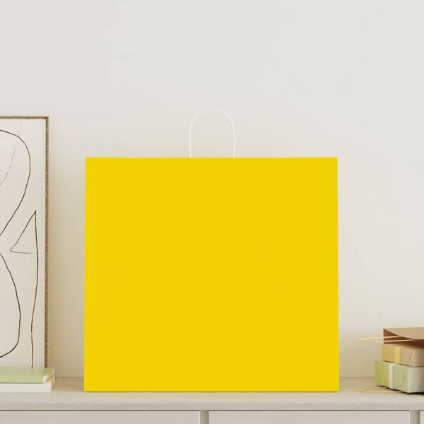 vidaXL Pap&iacute;rov&eacute; ta&scaron;ky 50 ks s uchy Žlut&aacute; 54x15x49 cm