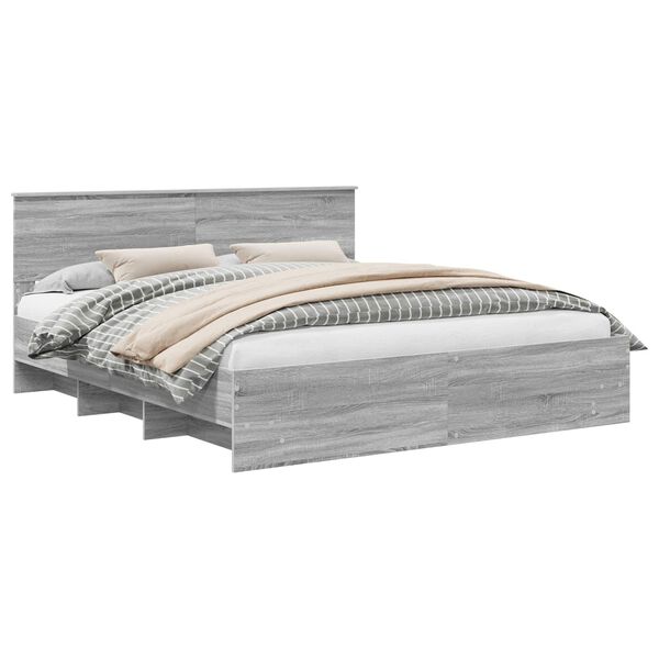 vidaXL R&aacute;m postele s čelo &Scaron;ed&aacute; Sonoma 200 x 200 cm kompozitn&iacute; dřevo