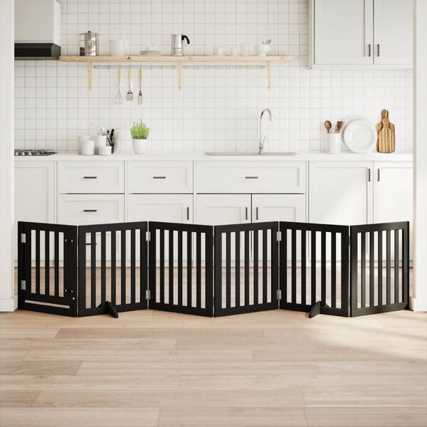 vidaXL Z&aacute;brana pro psy s dv&iacute;řky skl&aacute;dac&iacute; 6 panelů čern&aacute; 300 cm topol