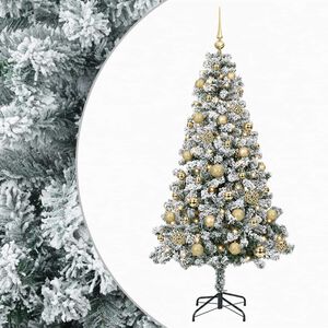 vidaXL Uměl&yacute; v&aacute;nočn&iacute; stromek s baňkami 120 cm 150 LED Tepl&aacute; b&iacute;l&aacute;