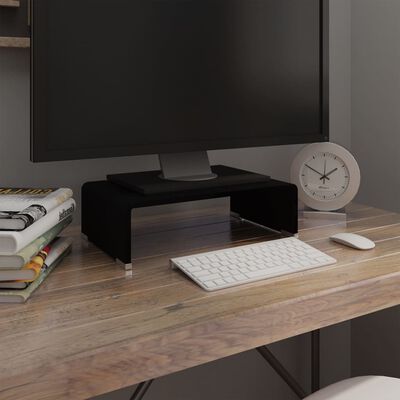 vidaXL TV stolek / podstavec na monitor černé sklo 40x25x11 cm