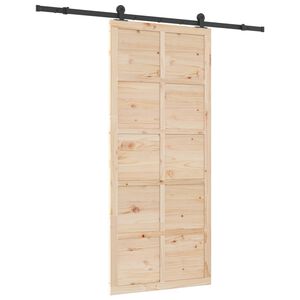 vidaXL Posuvn&eacute; dveře 80 x 208 cm Masivn&iacute; borovicov&eacute; dřevo Př&iacute;rodn&iacute;