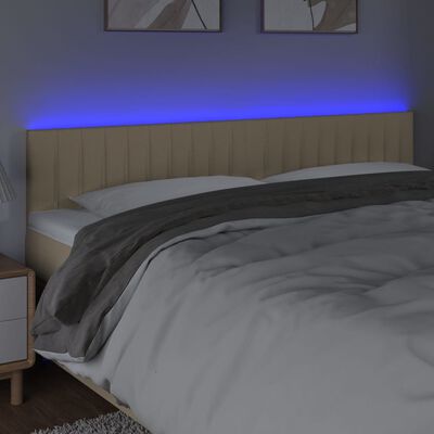 vidaXL Čelo postele s LED krémové 160x5x78/88 cm textil
