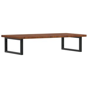 vidaXL Deska pod umyvadlo n&aacute;stěnn&aacute; ocel a masivn&iacute; dubov&eacute; dřevo