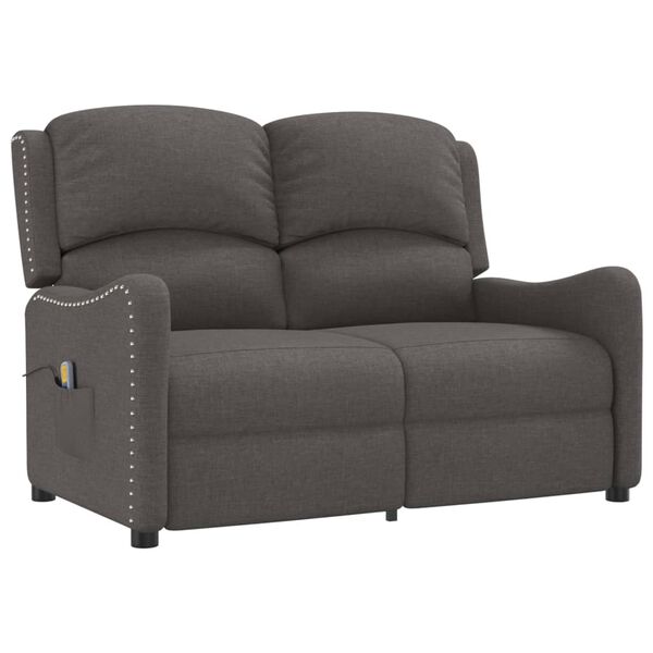 vidaXL 2m&iacute;stn&eacute; mas&aacute;žn&iacute; polohovac&iacute; křeslo tmavě &scaron;ed&eacute; textil