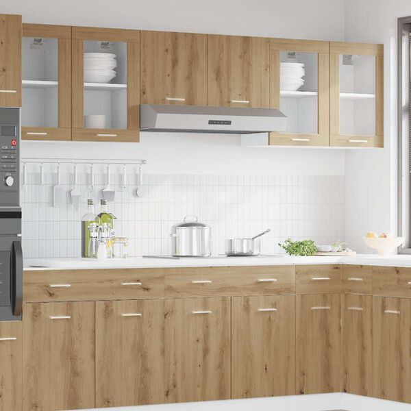 vidaXL Závěsná skleněná skříňka "Lyon" řemeslný dub 40x31x60 cm, umělé dřevo