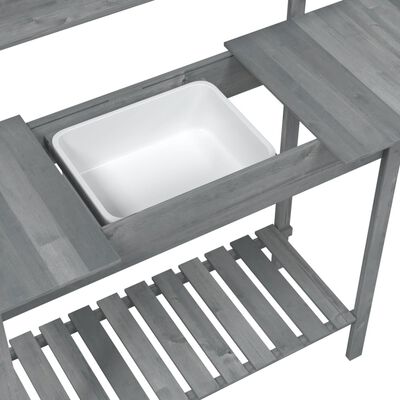 vidaXL Přesazovací stůl se dřezem šedý 147,5x44x139,5 cm masivní jedle