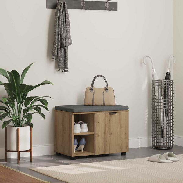 vidaXL Chodbičkov&aacute; lavice s pol&scaron;t&aacute;řem Řemesln&yacute; Dub 60 x 38 x 46 cm