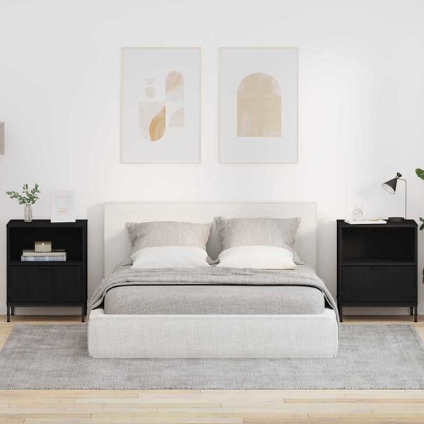 vidaXL Nočn&iacute; skř&iacute;ňka 2 pcs Čern&aacute; 49 x 36 x 61 cm Kompozitn&iacute; dřevo