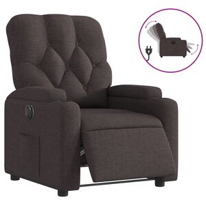 vidaXL Elektrick&eacute; polohovac&iacute; křeslo tmavě hněd&eacute; textil