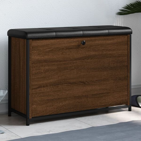 vidaXL Botn&iacute;kov&aacute; lavice s v&yacute;klopnou z&aacute;suvkou hněd&yacute; dub 82 x 32 x 56 cm