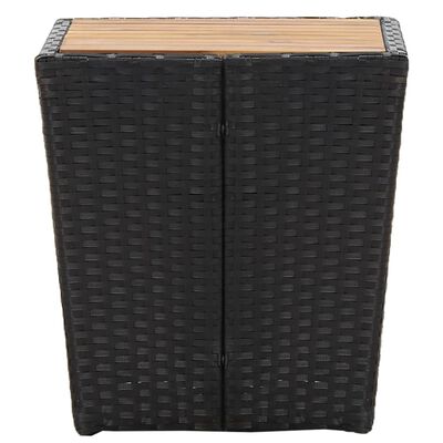 vidaXL Čajový stolek černý 41,5x41,5x43 cm polyratan a masivní akácie