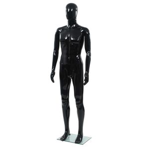 vidaXL P&aacute;nsk&aacute; figur&iacute;na cel&aacute; postava z&aacute;kladna sklo leskl&aacute; čern&aacute; 185 cm