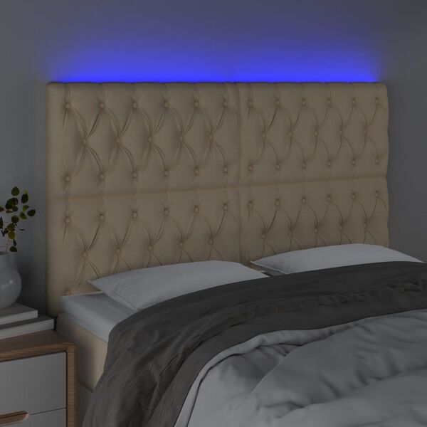 vidaXL Čelo postele s LED kr&eacute;mov&eacute; 144x7x118/128 cm textil