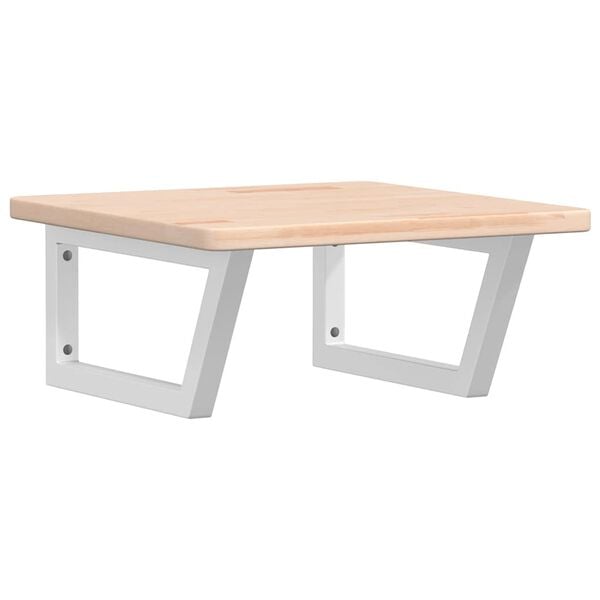 vidaXL Deska pod umyvadlo n&aacute;stěnn&aacute; ocel a masivn&iacute; dubov&eacute; dřevo