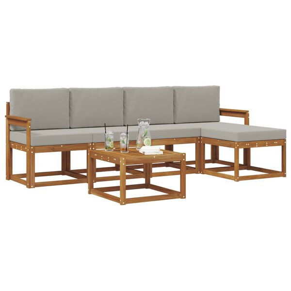 vidaXL Venkovn&iacute; pohovkov&aacute; souprava 6 pcs Př&iacute;rodn&iacute; a světle &scaron;ed&aacute;