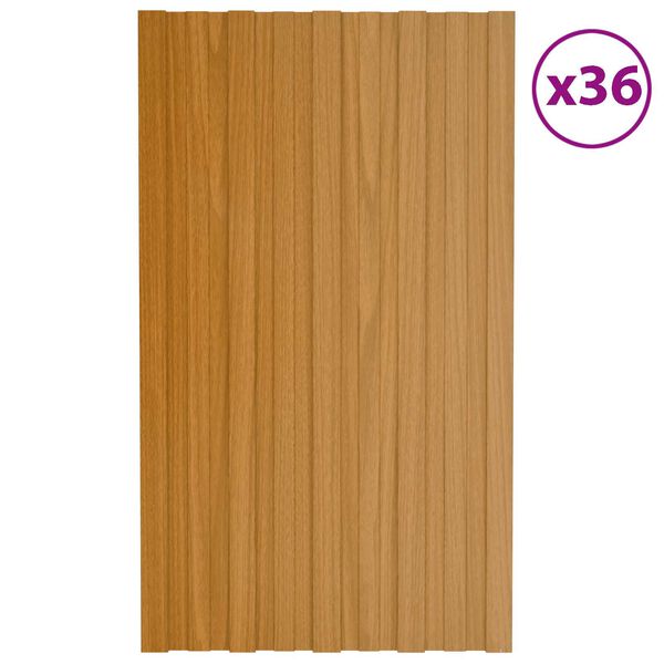 vidaXL Stře&scaron;n&iacute; panel 36 pcs Př&iacute;rodn&iacute; 80 x 45 cm Pozinkovan&aacute; ocel