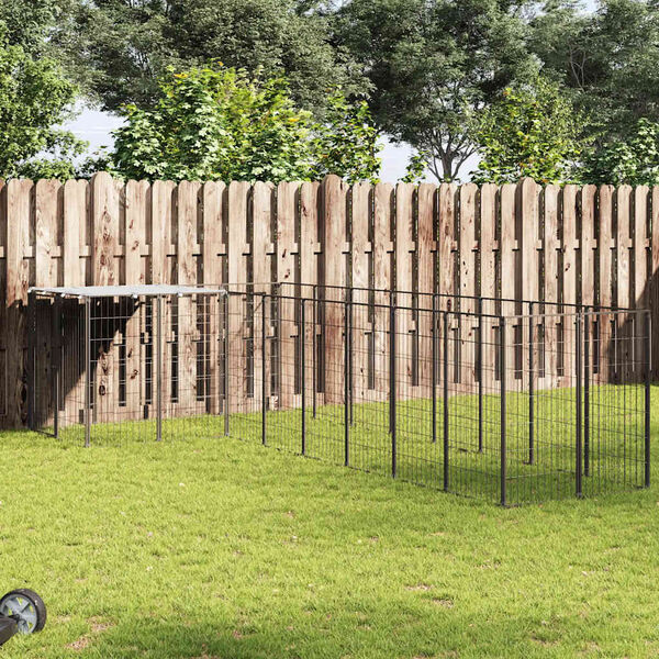 vidaXL Psí kotec černý 6,05 m² ocel