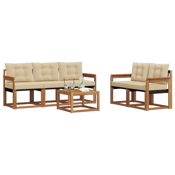 vidaXL Venkovn&iacute; pohovkov&aacute; souprava 6 pcs Přirozen&aacute; a B&eacute;žov&aacute;