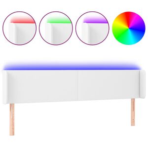 vidaXL Čelo postele s LED b&iacute;l&eacute; 203 x 16 x 78/88 cm uměl&aacute; kůže