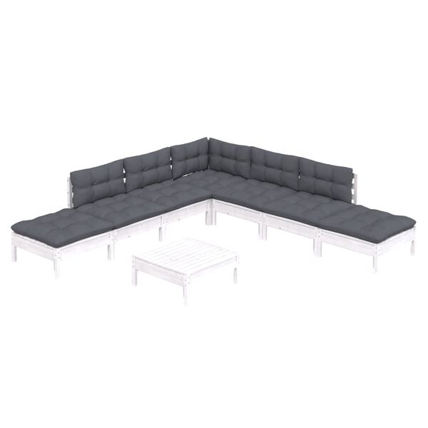 vidaXL 8d&iacute;ln&aacute; zahradn&iacute; sedac&iacute; souprava s podu&scaron;kami b&iacute;l&aacute; borovice