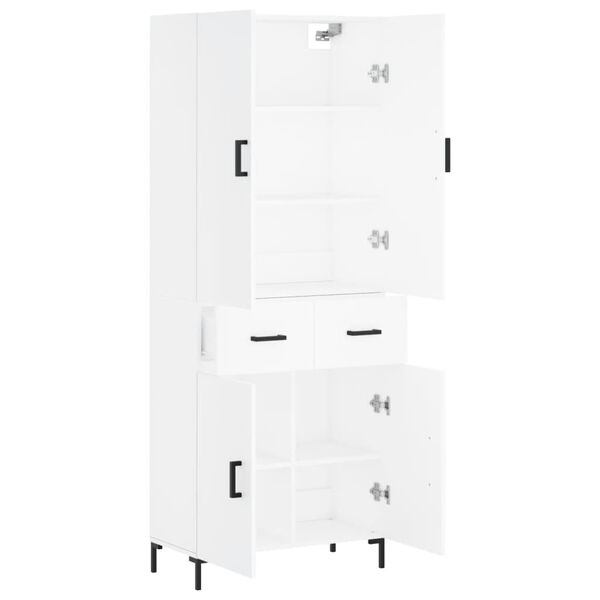 vidaXL Skř&iacute;ň highboard b&iacute;l&aacute; 69,5 x 34 x 180 cm kompozitn&iacute; dřevo