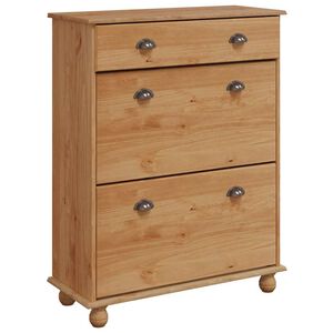 vidaXL Skř&iacute;ň na obuv ASKIM Hněd&aacute; 85 x 35 x 108 cm Masivn&iacute; borov&eacute; dřevo