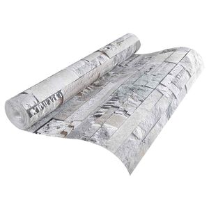 vidaXL 3D kamenn&aacute; tapeta &Scaron;ed&aacute; 10 x 0,53 m Netkan&aacute; textilie