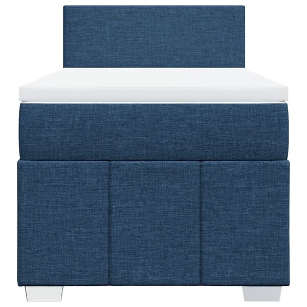 vidaXL Box spring postel s matrac&iacute; modr&aacute; 90x190 cm textil