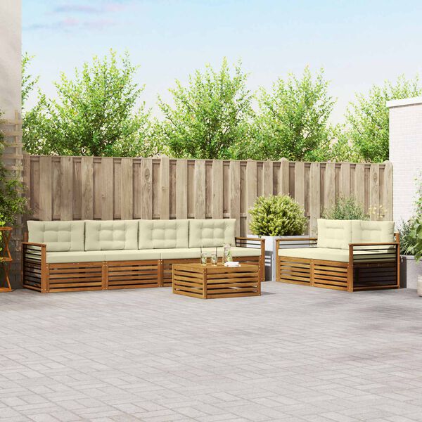 vidaXL Venkovn&iacute; pohovkov&aacute; souprava 7 pcs Přirozen&aacute; a Kr&eacute;mov&aacute;