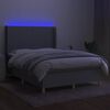 vidaXL Box spring postel s matrac&iacute; a LED světle &scaron;ed&aacute; 140x190 cm textil