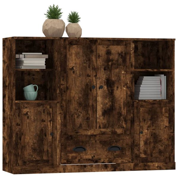 vidaXL Highboardy 3 ks kouřov&yacute; dub kompozitn&iacute; dřevo