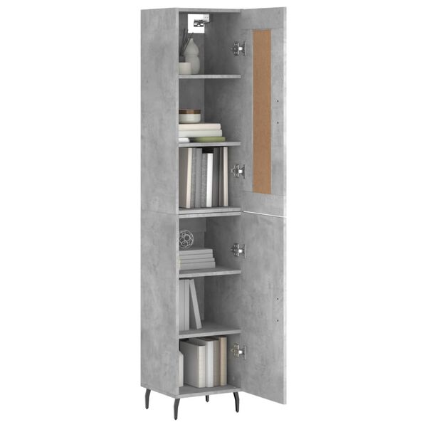 vidaXL Skř&iacute;ň highboard betonově &scaron;ed&aacute; 34,5x34x180 cm kompozitn&iacute; dřevo
