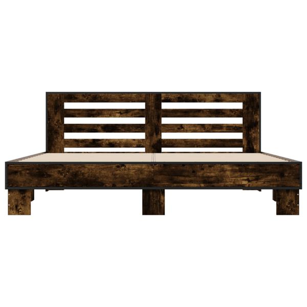 vidaXL R&aacute;m postele kouřov&yacute; dub 200 x 200 cm kompozitn&iacute; dřevo a kov