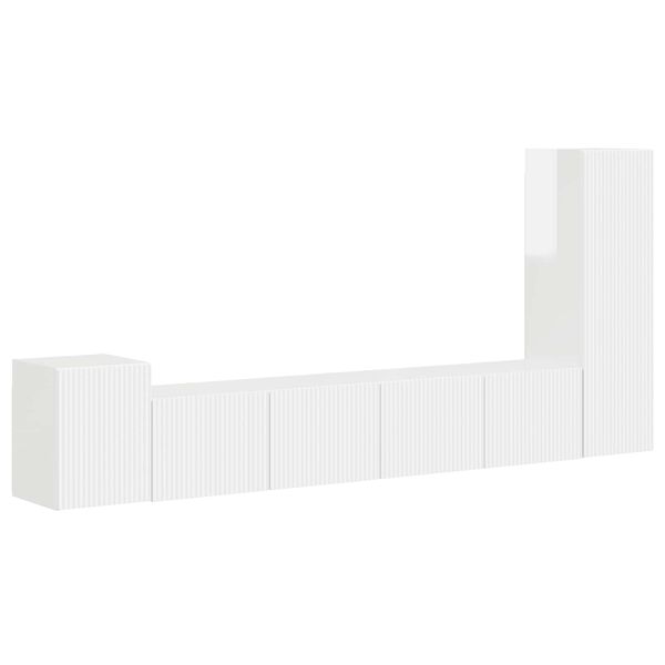 vidaXL Sestava TV skř&iacute;něk 3 pcs Vysoce leskl&aacute; b&iacute;l&aacute; kompozitn&iacute; dřevo