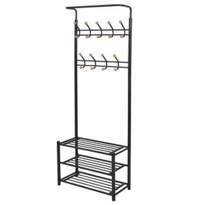 vidaXL Vě&scaron;&aacute;k na oblečen&iacute; s botn&iacute;kem 68 x 32 x 182,5 cm čern&yacute;