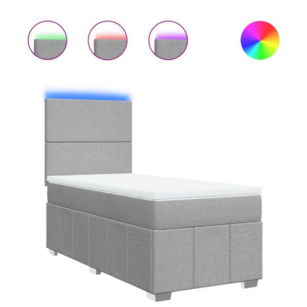 vidaXL Box spring postel s matrac&iacute; světle &scaron;ed&aacute; 90x190 cm textil