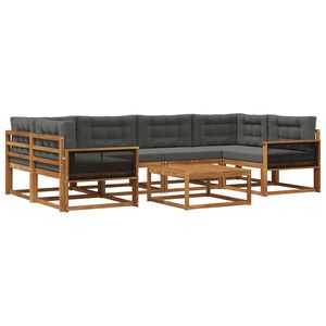 vidaXL Venkovn&iacute; pohovkov&aacute; souprava 7 pcs Přirozen&aacute; a Anthracitov&aacute;