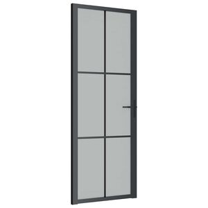 vidaXL Interi&eacute;rov&eacute; dveře 76 x 201,5 cm čern&eacute; matn&eacute; sklo a hlin&iacute;k