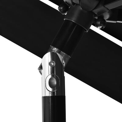 vidaXL 3stupňový slunečník s hliníkovou tyčí černý 2,5 m