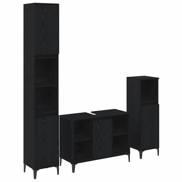 vidaXL Sada koupelnov&eacute;ho n&aacute;bytku 3 pcs Čern&yacute; dub Kompozitn&iacute; dřevo