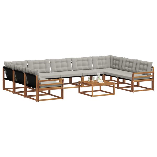 vidaXL Venkovn&iacute; pohovkov&aacute; souprava 10 pcs Př&iacute;rodn&iacute; a světle &scaron;ed&aacute;