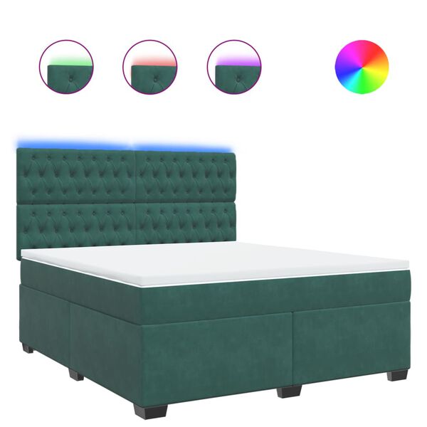 vidaXL Box spring postel s matrac&iacute; tmavě zelen&aacute; 180x200 cm samet