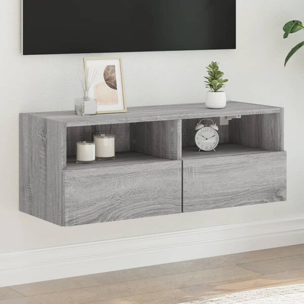 vidaXL N&aacute;stěnn&aacute; TV skř&iacute;ňka &scaron;ed&aacute; sonoma 80x30x30 cm kompozitn&iacute; dřevo